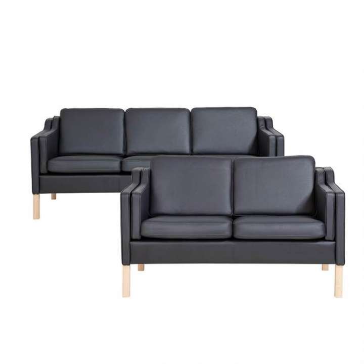 Priser på Boston sofasæt 2 + 3 pers. - Sort læder