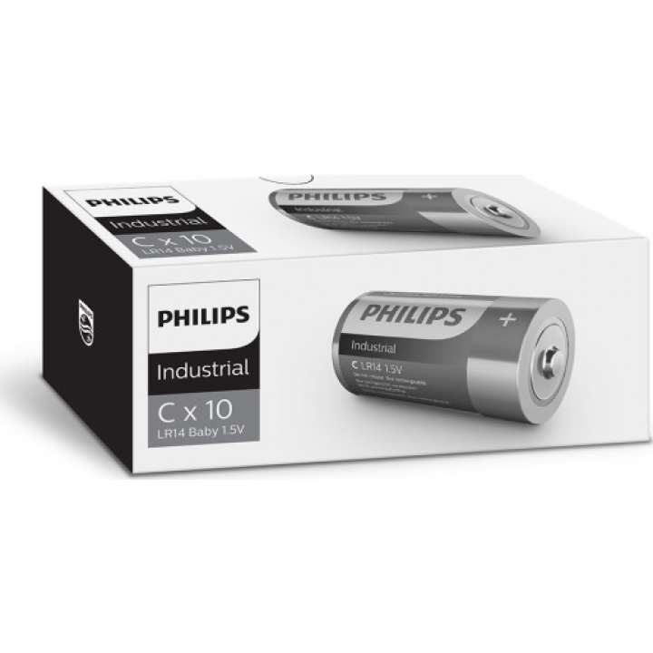 Priser på Philips Industrial Alkaline C batterier, 10 stk.