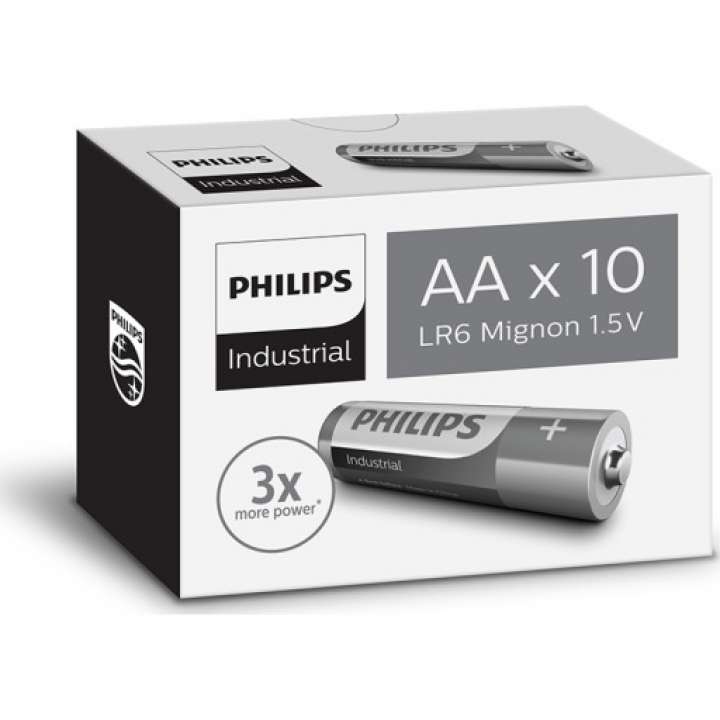 Priser på Philips Industrial Alkaline AA batterier, 10 stk.