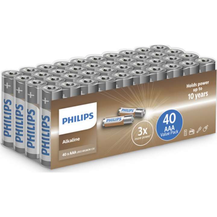 Priser på Philips Tech Alkaline AAA batterier, 40 stk.