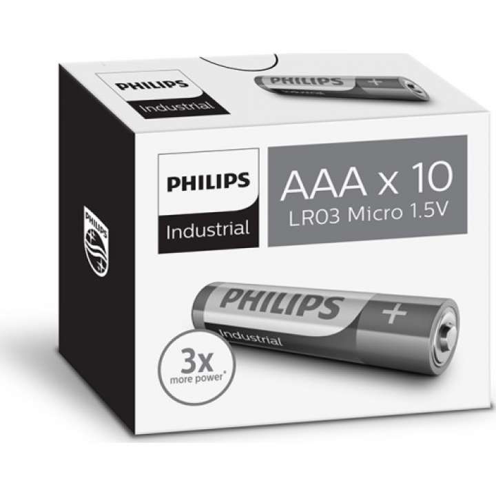 Priser på Philips Industrial Alkaline AAA batterier, 10 stk.