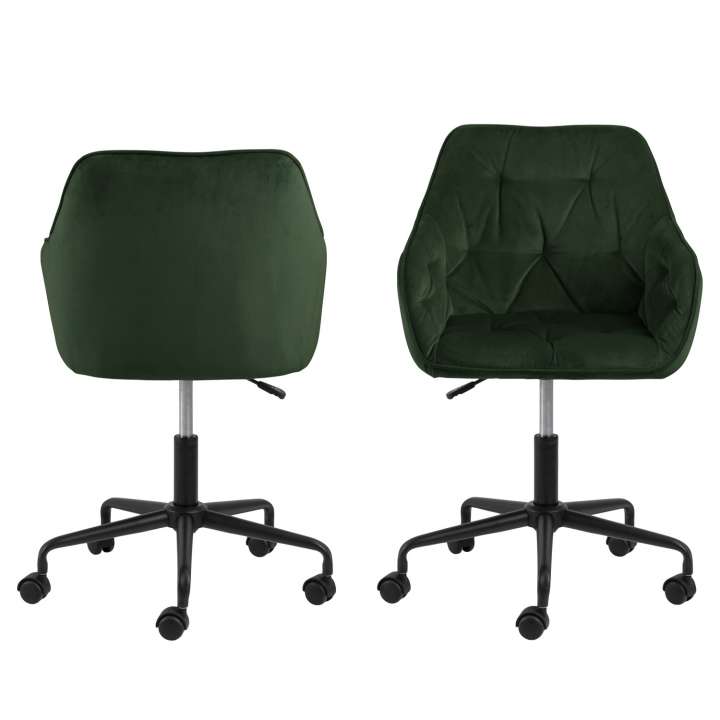 Priser på ACT NORDIC Brooke skrivebordsstol, m. armlæn - grøn polyester og sort metal