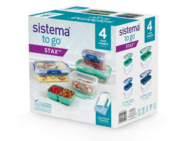 Priser på Sistema - Club 4 Pack Stax To Go 2x 1L og 2x 2.2L