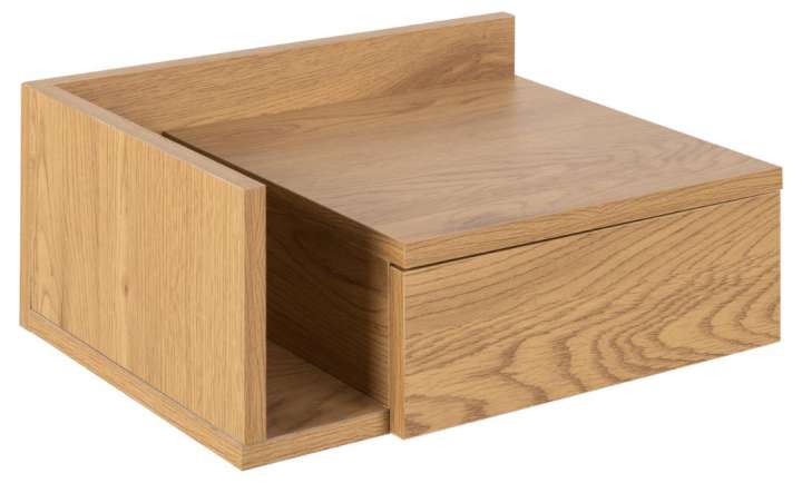 Priser på ACT NORDIC Ashlan væghængt natbord, m. 1 skuffe, vendbar - natur vildeg papir MDF (40x32)
