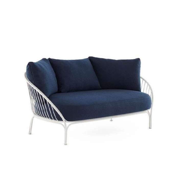 Priser på Kartell Hiray Sofa med hynder - Hvidt stel med blå hynder
