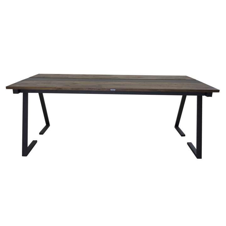 Priser på VENTURE DESIGN Jakarta spisebord - brun teaktræ og sort metal (200x90)