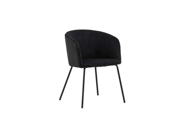 Priser på VENTURE DESIGN Berit spisebordsstol, m. armlæn - sort polyester fløjl og sort stål