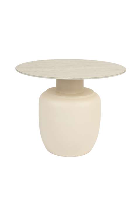 Priser på WHITE LABEL LIVING Karula sidebord, Høj, rund - beige keramik/jern (Ø60)