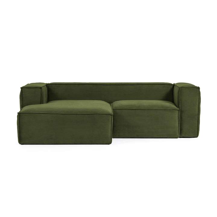 Priser på KAVE HOME Blok 2 pers. sofa, m. venstre chaiselong - grøn corduroy fløjl (240 cm)