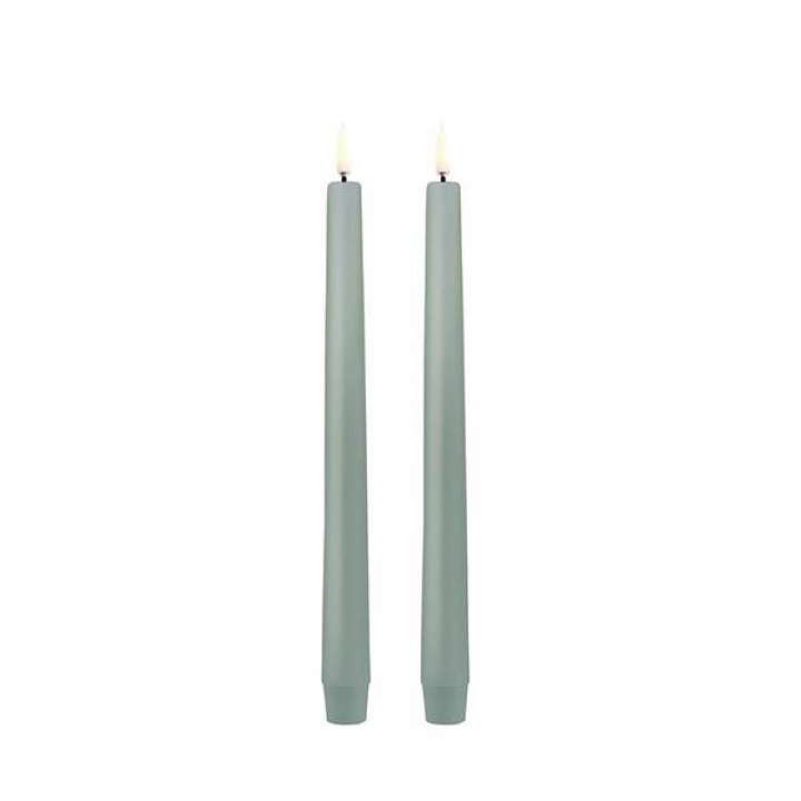 Priser på Uyuni Lighting LED Taper kronelys, H25 cm, smooth, 2 pak - Dusty green