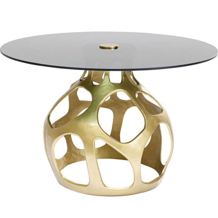 Priser på KARE DESIGN Volcano Gold spisebord, rund - røgfarvet glas og guld aluminium (Ø120)
