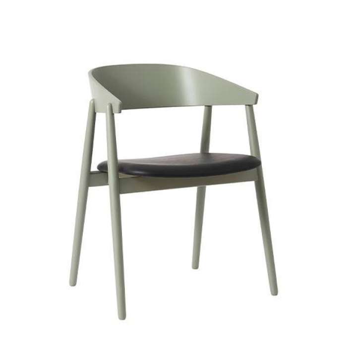 Priser på Andersen Furniture AC2 spisebordsstol i bøg - grøn m/sort PU lædersæde