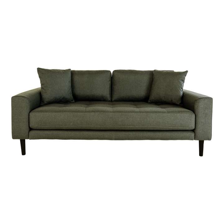Priser på HOUSE NORDIC Lido 2,5 pers. sofa, m. 2 puder - olivengrøn polyester og sort træ