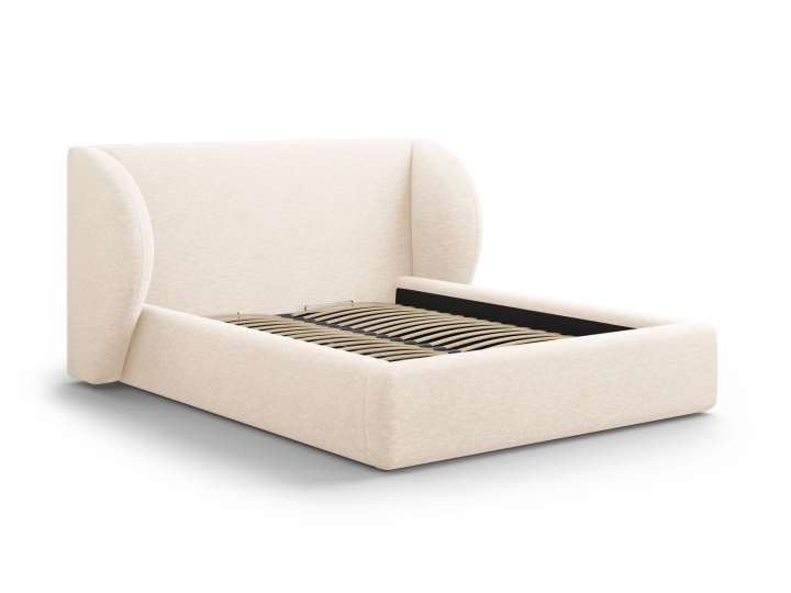Priser på MICADONI Miley sengeramme, m. sengegavl og lameller - beige chenille (140x200)