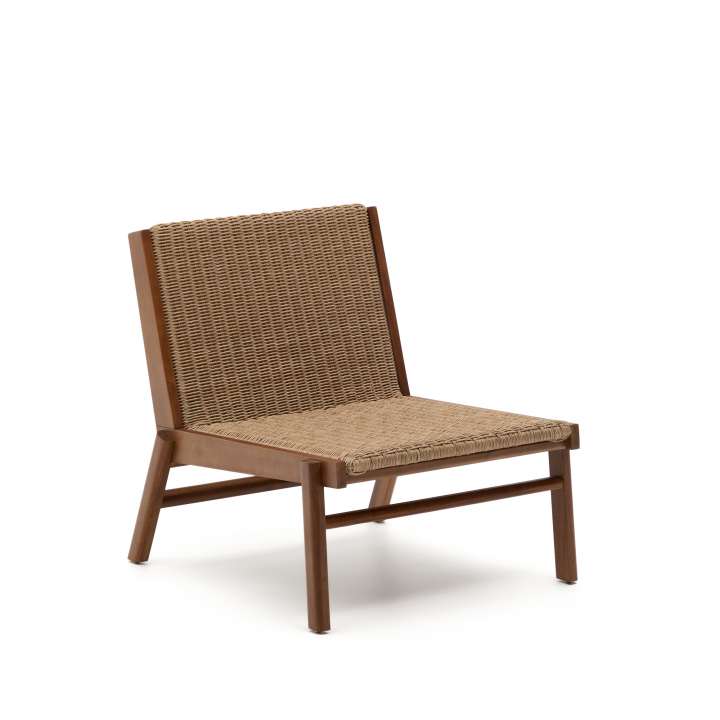Priser på KAVE HOME Itani udendørs lænestol - beige syntetisk rattan og brun akacietræ