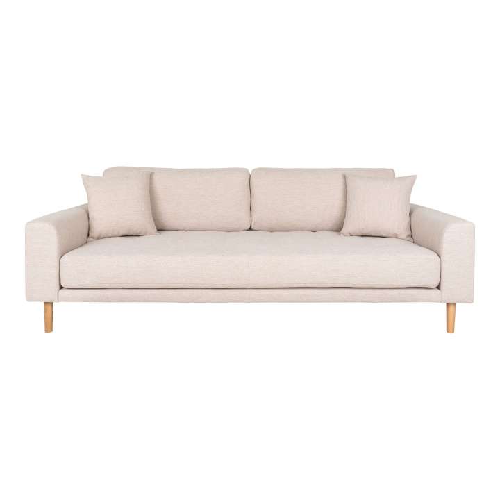 Priser på HOUSE NORDICÂ  Lido 3 Personers Sofa - 3 Personers Sofa, sand med to puder og natur træben, HN1050