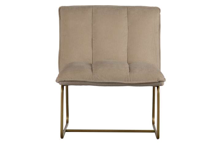 Priser på WOOOD Fie lænestol - sand polyester fløjl og guld metal