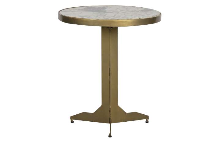 Priser på WOOOD Collection sidebord, rund - hvid marmor og antik messing metal (Ø45 )
