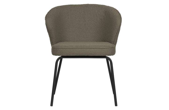 Priser på WOOOD Admit spisebordsstol - nougatfarvet bouclé polyester og sort metal