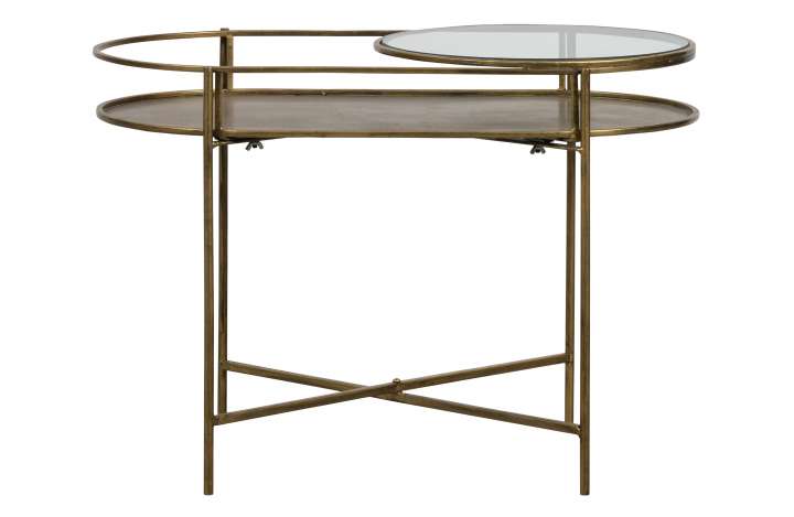 Priser på WOOOD Collection sidebord, m. 1 hylde - glas og antik messing stål (65x37)