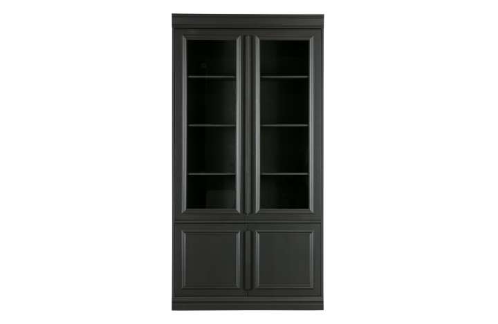 Priser på WOOOD Organize vitrineskab, m. 4 låger og 5 hylder - glas og sort fyrretræ
