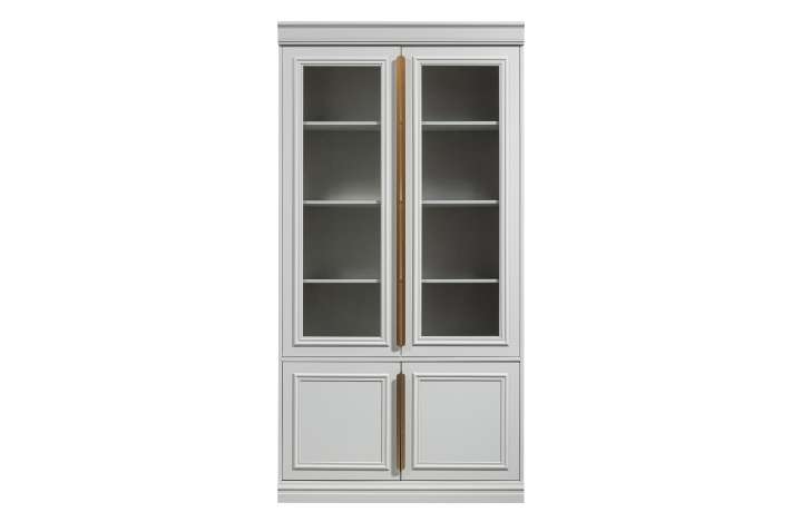 Priser på WOOOD Organize vitrineskab, m. 4 låger og 5 hylder - glas og tåge grå fyrretræ