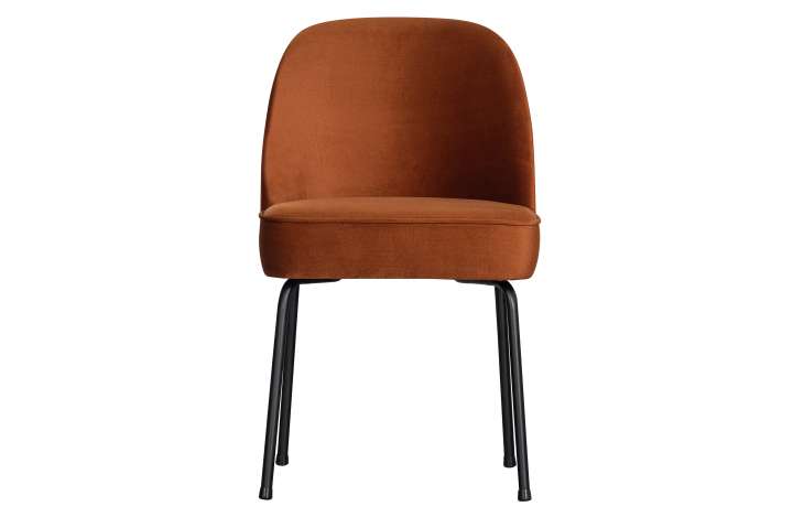Priser på WOOOD Vogue spisebordsstol - rust fløjl polyester og sort metal