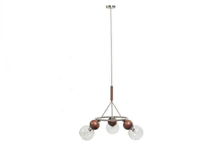 Priser på WOOOD Babble loftlampe, m. 3 pærer - metal, brun valnøddetræ og klart glas