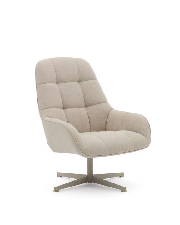 Priser på KAVE HOME Jaspe drejestol, m. armlæn - beige stof og grå metal