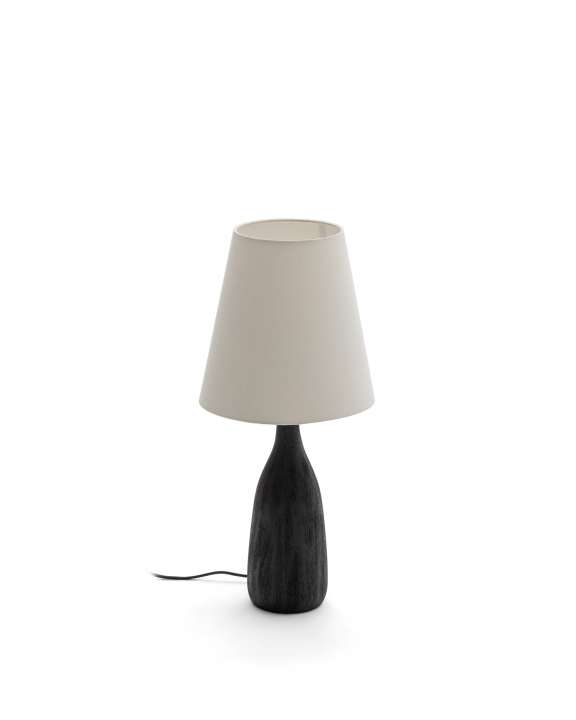 Priser på KAVE HOME Luvia bordlampe - hvid stof og sort træ