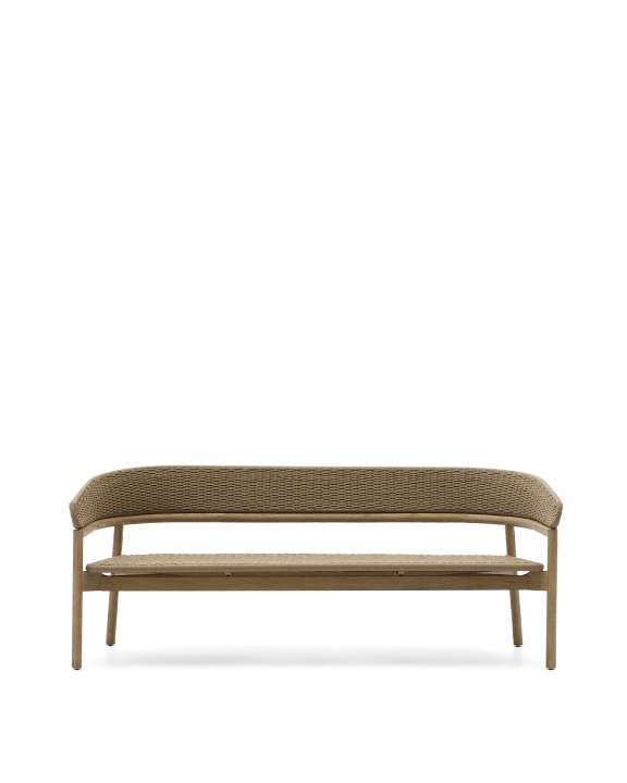 Priser på KAVE HOME Arinella 3-pers. havesofa, m. armlæn - natur akacietræ og beige tovsnor