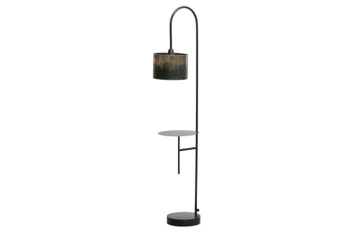 Priser på WOOOD Blackout gulvlampe, m. hylde - sort jern med antik messing finish