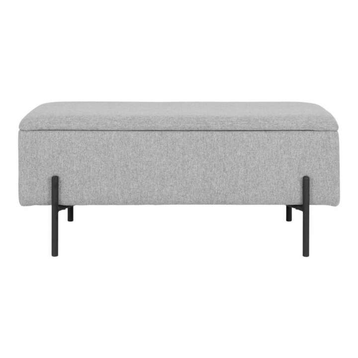 Priser på HOUSE NORDIC Watford bænk, m. opbevaring - lysegrå polyester og metal (95x37)