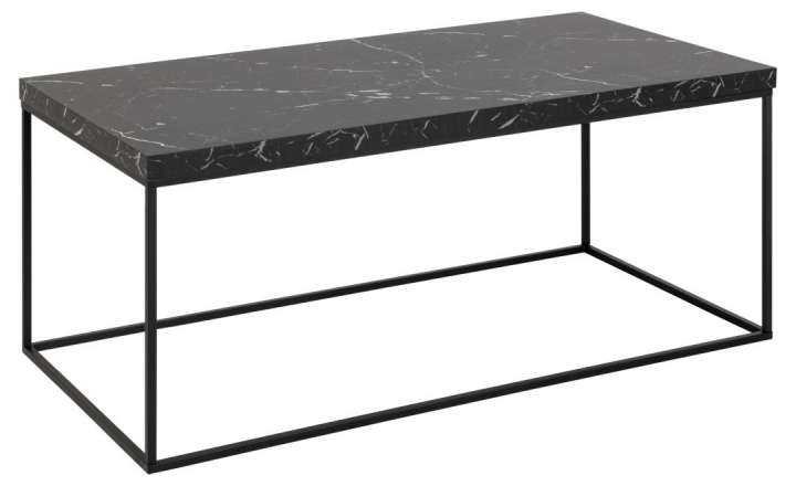 Priser på ACT NORDIC Barossa sofabord, rektangulær - sort marmor Marquina ru melamin og sort stål (110x55)