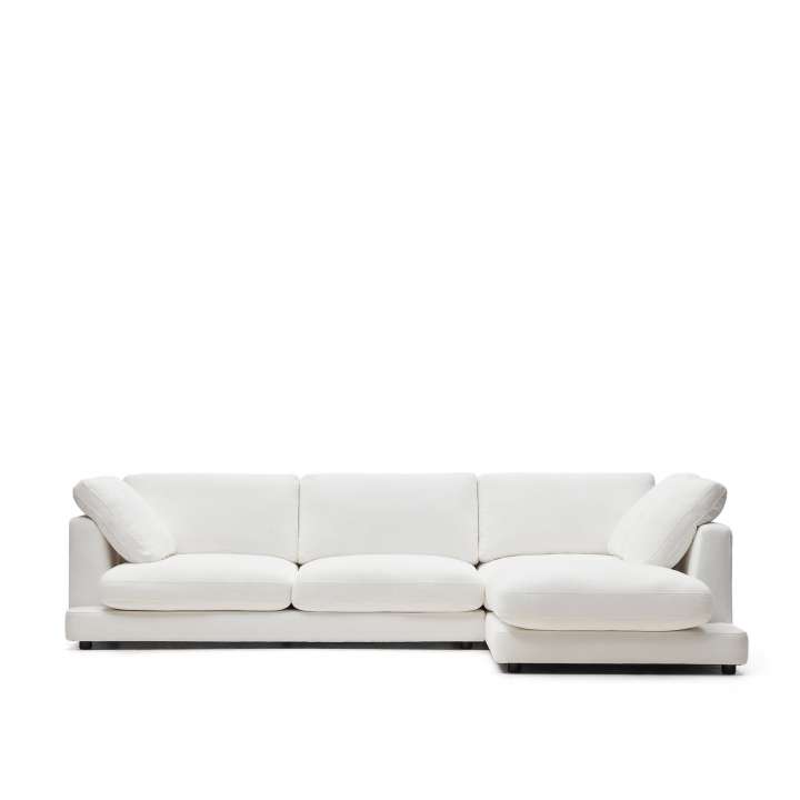 Priser på KAVE HOME Gala 4 pers. sofa, m. højre chaiselong - hvid stof (300cm)