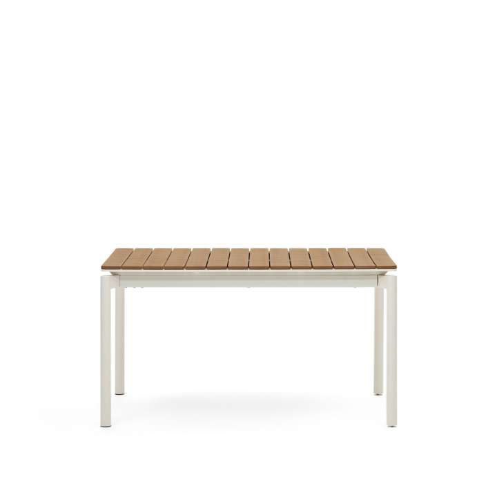 Priser på KAVE HOME Canyelles havebord, m. tillægsplade - brun polywood og mat hvid aluminium 140(200)x90)