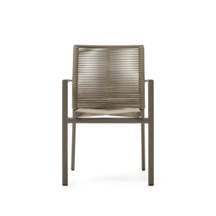 Priser på KAVE HOME Culip havestol, m. armlæn - beige reb og brun aluminium