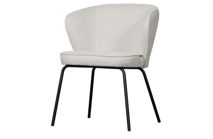 Priser på WOOOD Admit spisebordsstol - natur bouclé polyester og sort metal