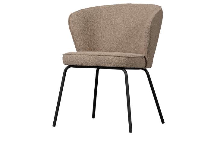 Priser på WOOOD Admit spisebordsstol - beige bouclé polyester og sort metal