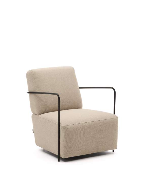 Priser på KAVE HOME Gamer lænestol, m. armlæn - beige stof og mat sort metal