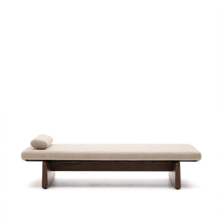 Priser på KAVE HOME Topaz divan, m. pude - beige chenille og valnøddefinish asketræ (200x80)