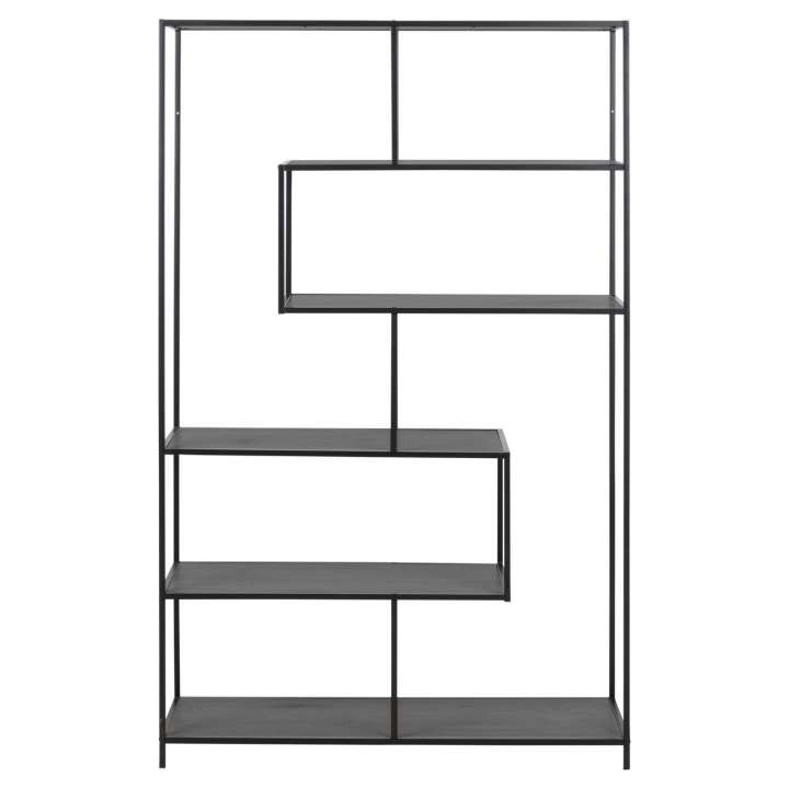 Priser på ACT NORDIC Seaford bogreol - sort melaminask og metal (H:185cm x114cm x 35cm)