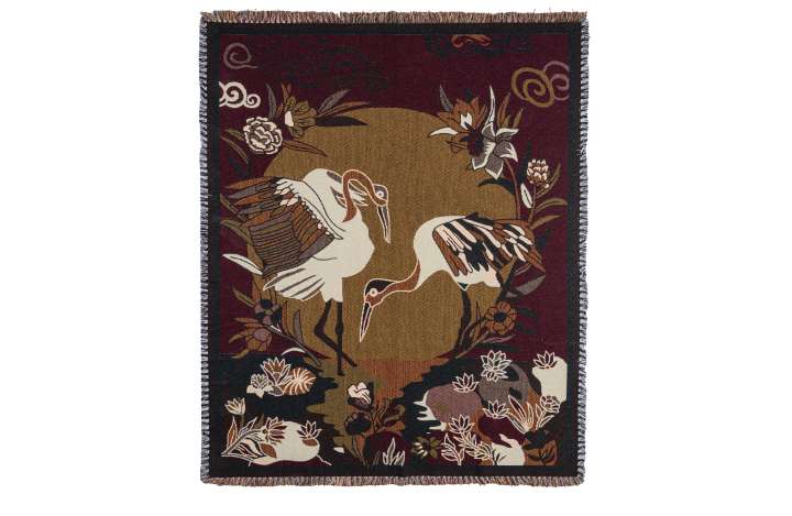Priser på WOOOD Circuit Jacquard plaid med fugle, rektangulær - multifarvet bomuld (130x170)