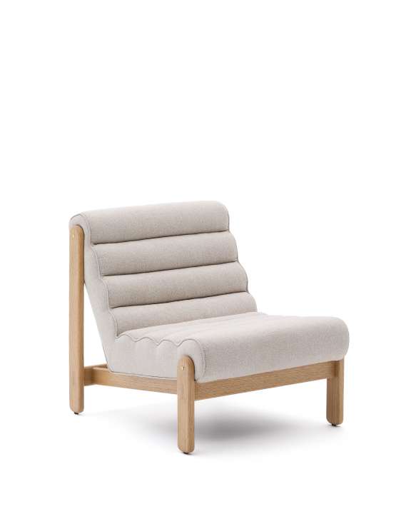 Priser på KAVE HOME Magira lænestol - beige stof og natur egetræ