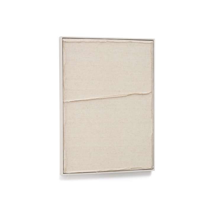 Priser på KAVE HOME Maha vægdekoration med vandret streg, rektangulær - beige hør (52x72)