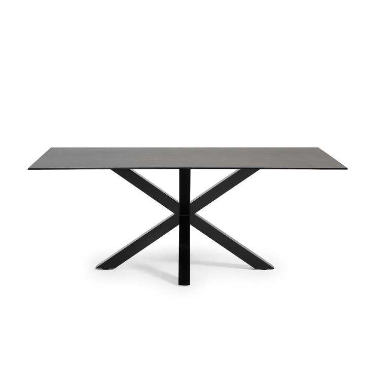 Priser på KAVE HOME Arya spisebord - jernmos keramik og sort stål (200x100)