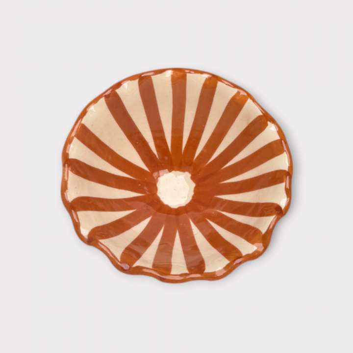 Priser på Marokkansk keramik skål - 12 cm. bølge STRIPES Brun