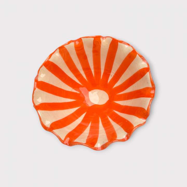 Priser på Marokkansk keramik skål - 12 cm. bølge STRIPES Orange