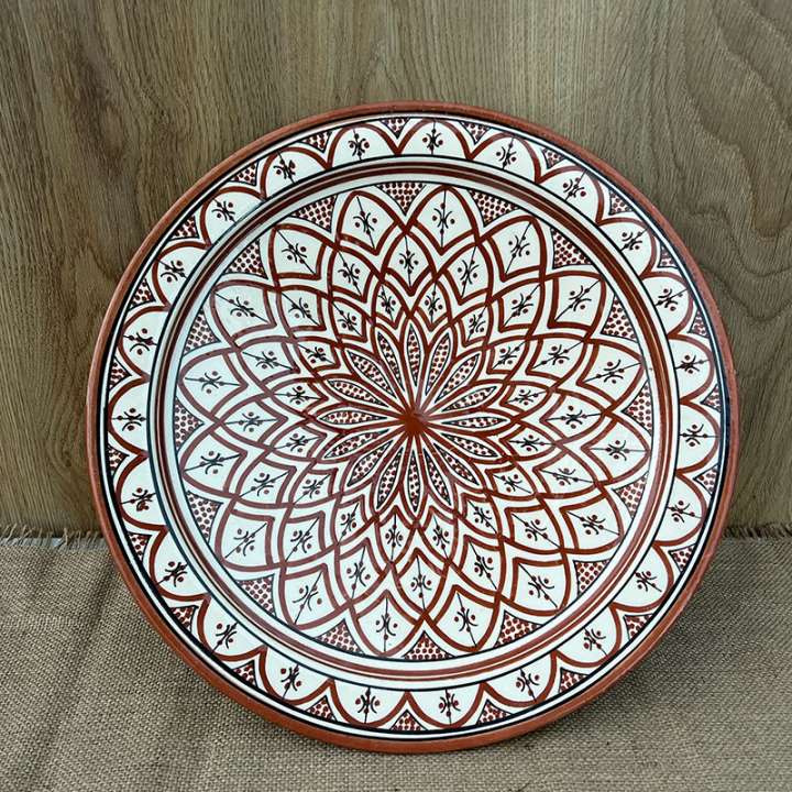 Priser på Marokkanske fade 42 cm. i rød Brun artist