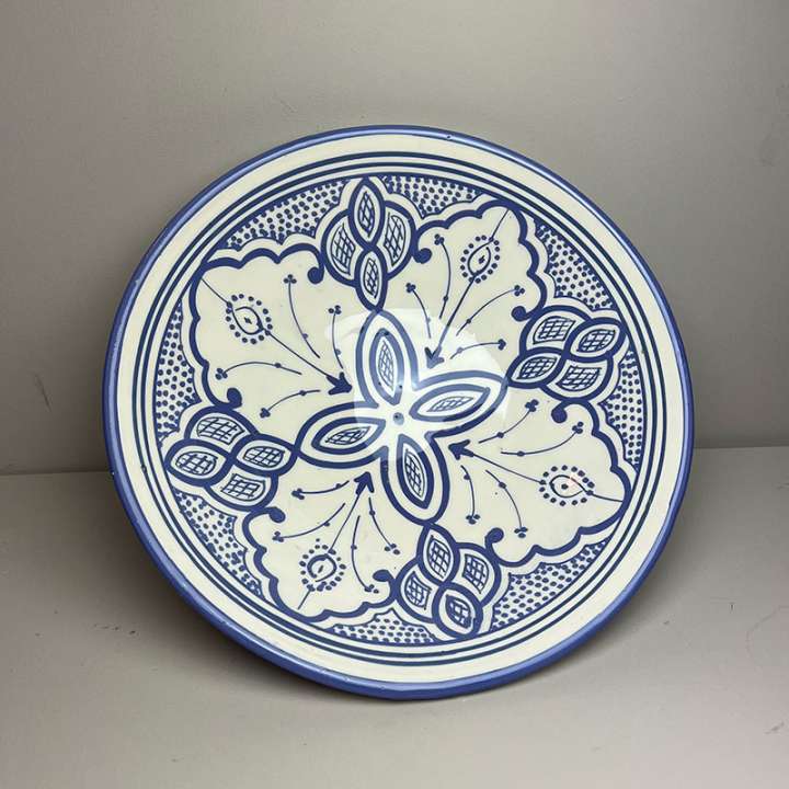 Priser på Marokkansk Keramik skål - 26cm BLÅ OG VIOLETTE TONER Violet blomst